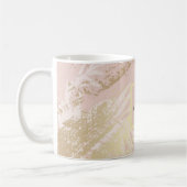 Blush roos goudbladerbladeren monogram koffiemok (Links)