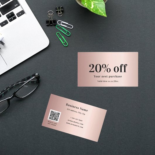 Blush roos goudelegant qr code kortingskaartje