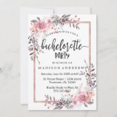 Blush & Roos Gouden Bachelorette Feestuitnodiging Kaart (Voorkant)