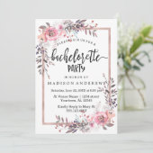 Blush & Roos Gouden Bachelorette Feestuitnodiging Kaart (Staand voorkant)