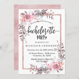 Blush & Roos Gouden Bachelorette Feestuitnodiging Kaart