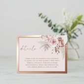 Blush Roos Gouden Bruiloft Details Behuizing Kaart (Staand Voorkant)