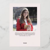 Blush roos gouden chique afstuderen aankondiging (Achterkant)