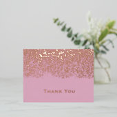 Blush Roos Gouden Folie Bruiloft Dank u Folie Feestdagen Briefkaart (Staand Voorkant)