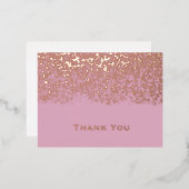 Blush Roos Gouden Folie Bruiloft Dank u Folie Feestdagen Briefkaart (Voorkant / Achterkant)