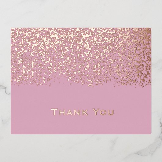 Blush Roos Gouden Folie Bruiloft Dank u Folie Feestdagen Briefkaart (Voorkant)