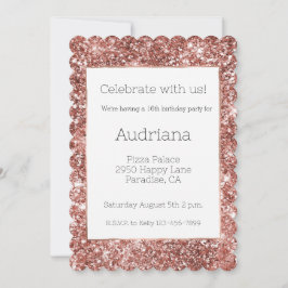 Blush Roos Gouden Glitter Glitz 16e verjaardag Kaart