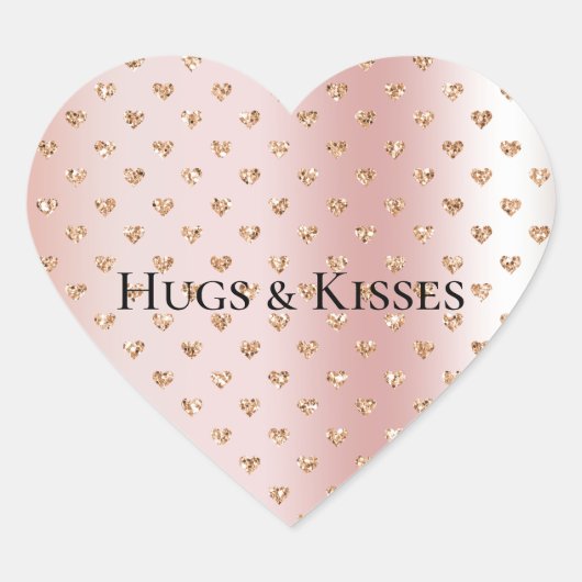 Blush Roos gouden glitter harten Hart Sticker (Voorkant)