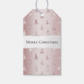 Blush Roos Gouden Glitter Kerstbomen Cadeaulabel (Voorkant)