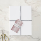 Blush Roos Gouden Glitter Kerstbomen Cadeaulabel (Met Touw)