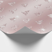 Blush Roos Gouden Glitter Kerstbomen Cadeaupapier (Hoek)