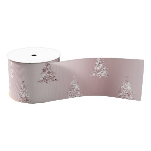 Blush Roos Gouden Glitter Kerstbomen Grosgrain Lint