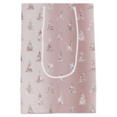 Blush Roos Gouden Glitter Kerstbomen Medium Cadeauzakje (Achterkant)