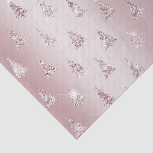 Blush Roos Gouden Glitter Kerstbomen Tissuepapier (Detail)