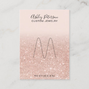 Blush roos gouden glitter sieraden ring display visitekaartje