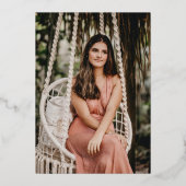 Blush Roos Gouden Kalligrafie Brass Graduation Par Folie Uitnodiging (Achterkant)