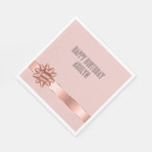 Blush Roos Gouden Ribbon Bow Verjaardag Servet (Hoek)