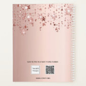 Blush roos gouden sterren dripping monogram naam 2 planner (Achterkant)
