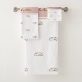 Blush roos gouden witte monogram elegant bad handdoek (Insitu)