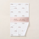 Blush roos gouden witte monogram elegant bad handdoek (Handdoek)