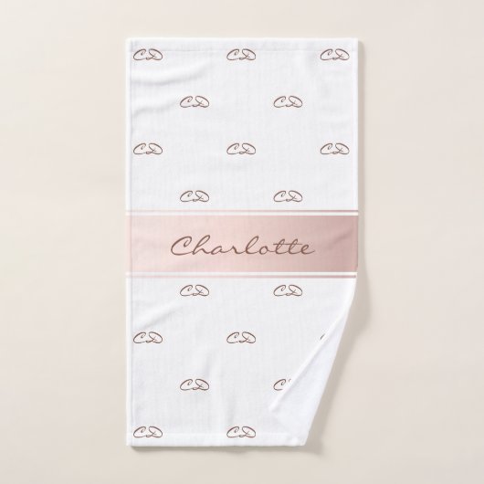 Blush roos gouden witte monogram elegant bad handdoek (Handdoek)