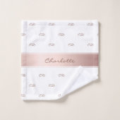 Blush roos gouden witte monogram elegant bad handdoek (Wasdoekje)
