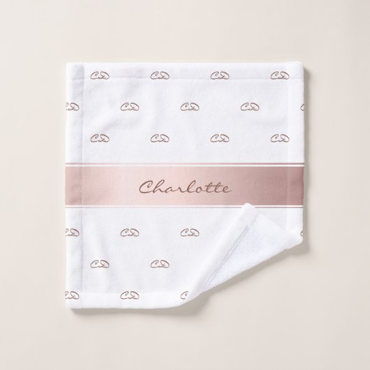 Blush roos gouden witte monogram elegant bad handdoek (Wasdoekje)