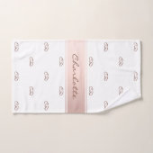 Blush roos gouden witte monogram elegant bad handdoek (Handdoek)