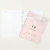 Blush roos gouden zilveren glitter schittert naam planner (Display)