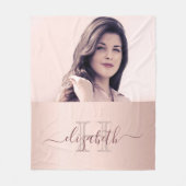 Blush roos goudfoto monogram naam fleece deken (Voorkant)