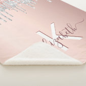 Blush roos goudglitter druppelt zilver sherpa deken (3/4)