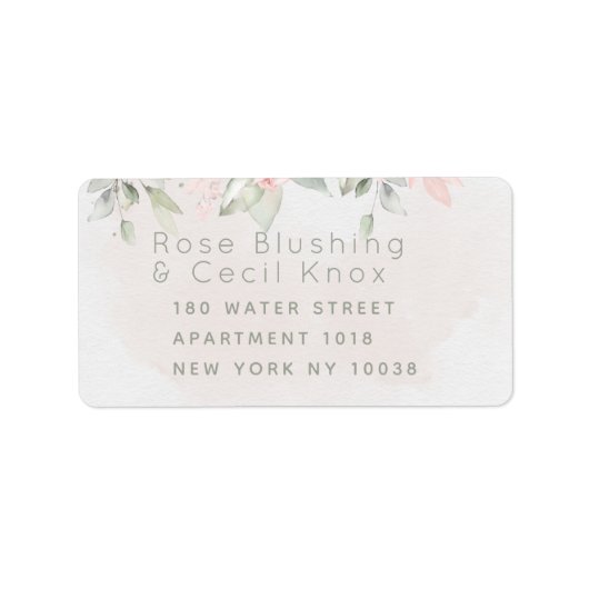 Blush Roos Greenery RSVP Return Envelope Label (Voorkant)