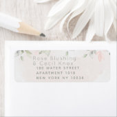 Blush Roos Greenery Wedding Return Address Etiket (Insitu)