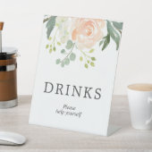 Blush Roos & groen Bloemen Douche Drinken Teken Reclamebord Met Voetstuk (Insitu)
