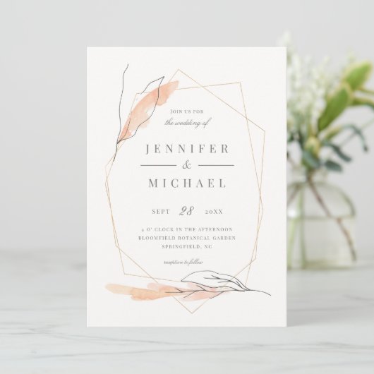 Blush Roos handgetekende Waterverf Spring Wedding Kaart (Staand voorkant)