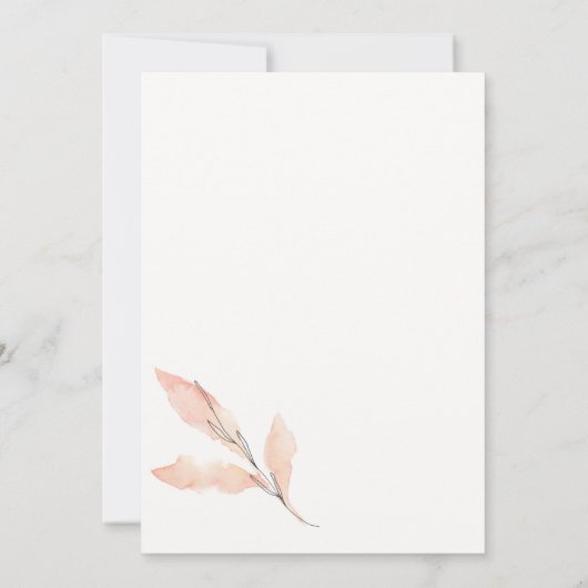 Blush Roos handgetekende Waterverf Spring Wedding Kaart (Achterkant)