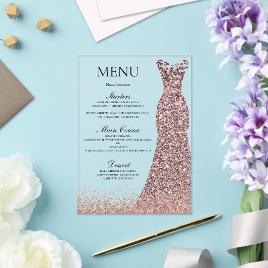 Blush Roos Jurk Verjaardagsfeest Vrijgezellenfeest Acryl Uitnodigingen (Insitu (Huwelijk))