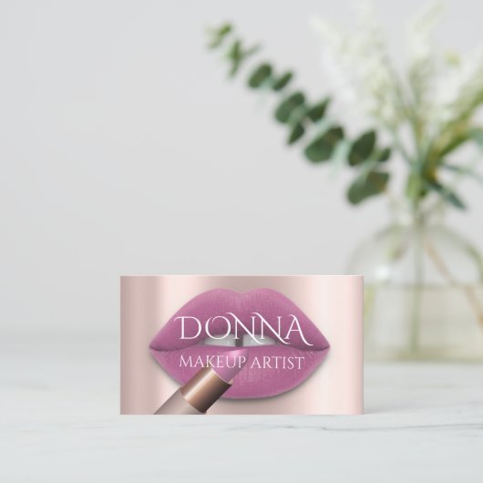 Blush Roos Licht QR Code Logo Makeup Lipstick Visitekaartje (Staand voorkant)