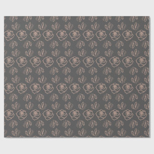 Blush Roos Line Art / Elegante Bloemen Cadeaupapier