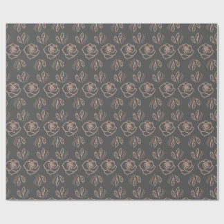 Blush Roos Line Art / Elegante Bloemen Cadeaupapier
