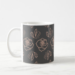 Blush Roos Line Art / Elegante Bloemen Koffiemok