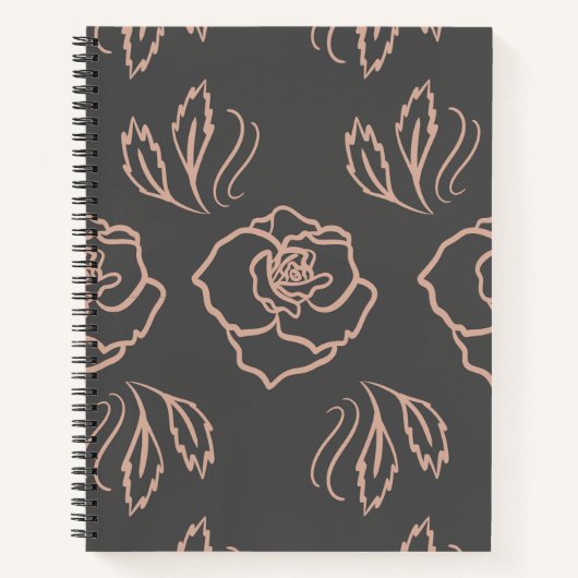 Blush Roos Line Art / Elegante Bloemen Notitieboek (Voorkant)