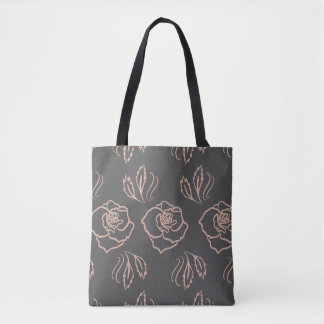 Blush Roos Line Art / Elegante Bloemen Tote Bag