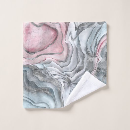 Blush roos marmer - pastelpinks en zilver bad handdoek (Wasdoekje)