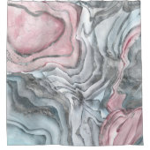 Blush roos marmer - pastelpinks en zilver douchegordijn (Voorkant)