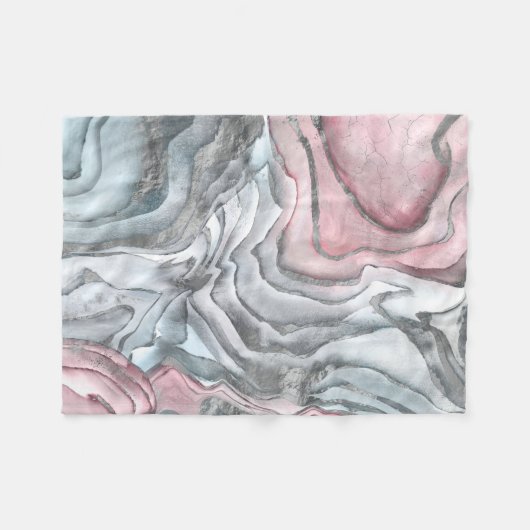 Blush roos marmer - pastelpinks en zilver fleece deken (Voorkant (Horizontaal))
