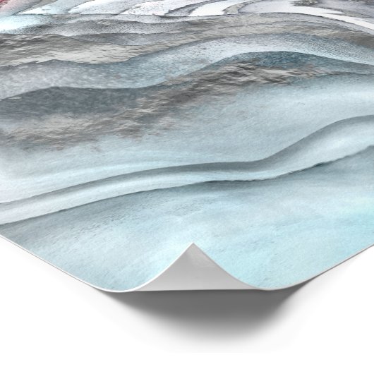 Blush roos marmer - pastelpinks en zilver poster (Hoek)