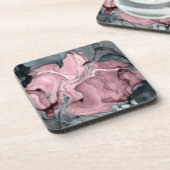 Blush roos marmer - pastelpinks, grijs en zilver bier onderzetter (Linkerzijde)
