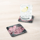 Blush roos marmer - pastelpinks, grijs en zilver bier onderzetter (Rechterzijde)