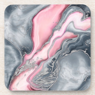 Blush roos marmer - pastelpinks, grijs en zilver bier onderzetter